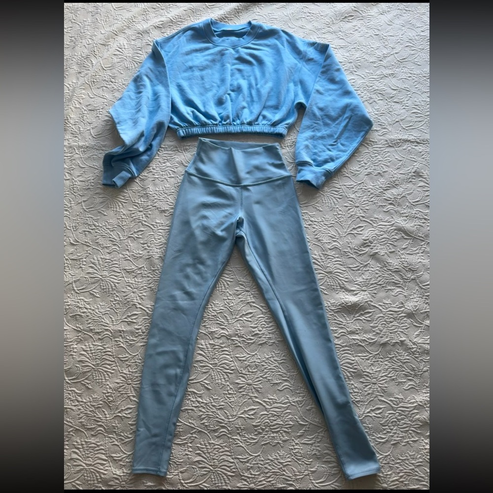 Alo Yoga High-Waist Airlift Legging & Devotion Cropped Crew Size Small